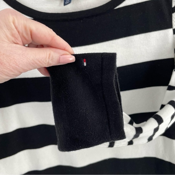 Tommy Hilfiger Wide Striped 100% Cotton Long Sleeve Boat Neck Pullover Sweater - Picture 5 of 9